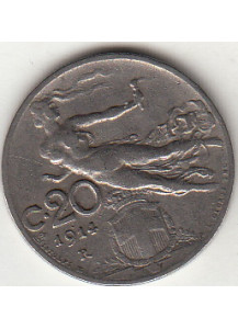 1914 20 Centesimi Circolata Vittorio Emanuele III BB+